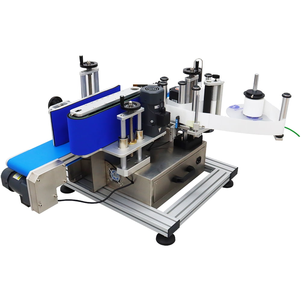 Conveyor Round Bottle High Speed Labeling Machine Automatic Round Bottle Label Applicator Desktop Labeler Maker with Emergency Stop Switch and Touch Screen 110V