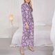 thumbnail image 3 of Balery Purple Butterflies Floral Conjunto de Pijama con Estampado para Mujer, Conjunto de Dos Piezas con Manga Larga, Ropa de Dormir Suave con Bolsillos, Pijamas Cómodos-X-Large, 3 of 7
