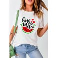 thumbnail image 3 of ABPHQTO Camiseta blanca de manga corta con estampado gráfico One In A Melon para mujer, 3 of 5