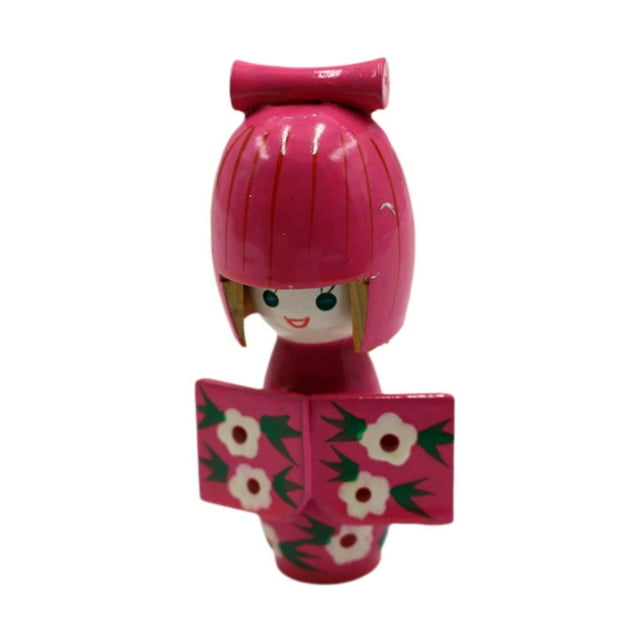 Medera de madera Kimono Doll Statue Handicraft 4.13 Muñeca geisha tradicional muñeca japonesa para entradas de mesa en casa tienda de entradas Rosa