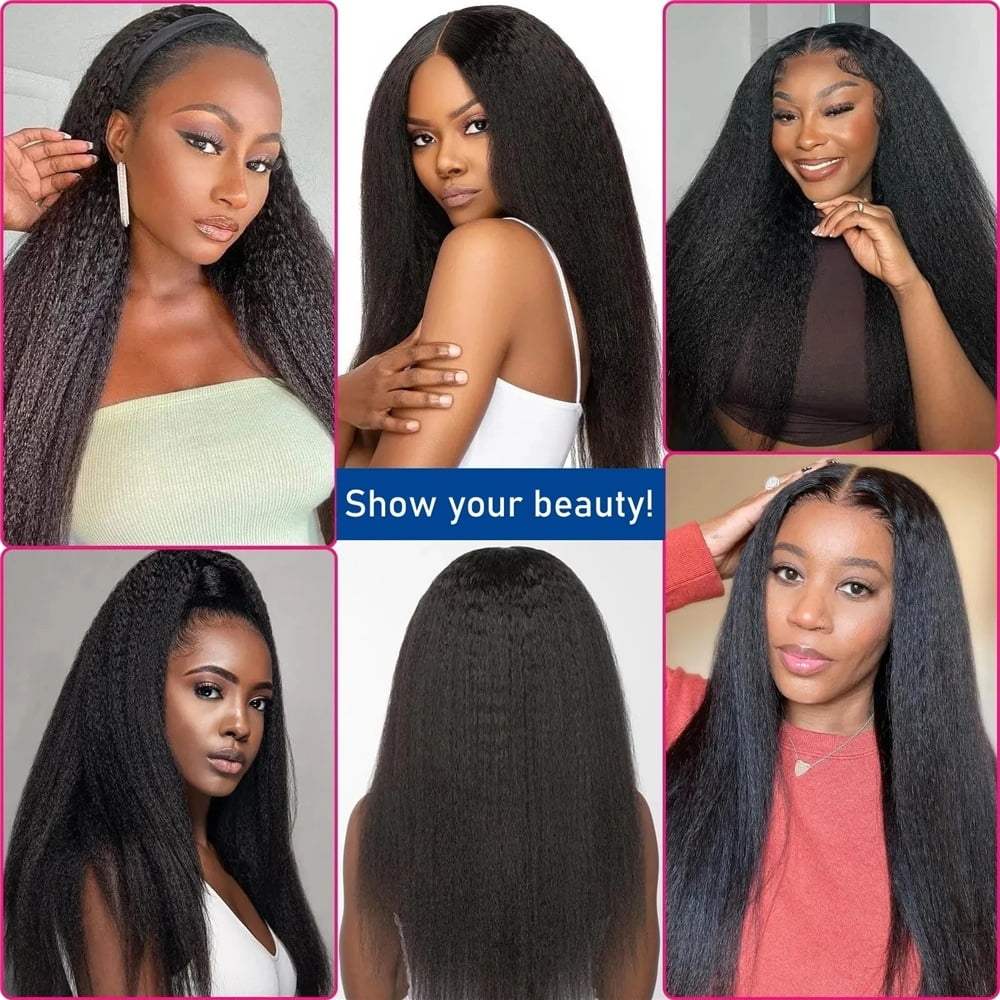 Kinky Straight Clip In Hair Extensions Real Human Hair Yaki Straight Clip Ins for Black Women Full Thick Remy Hair Extensions 8 Pcs 120g with 18 Clips
