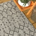 thumbnail image 4 of Moroccan Geometric Indoor Outdoor Round Area Rug 9 Ft Light Gray/Black, Ourika Textured Weave for Backyard, Patio, Porch, Easy-Cleaning, High Traffic Pet-Friendly, Non-Shedding, 4 of 5