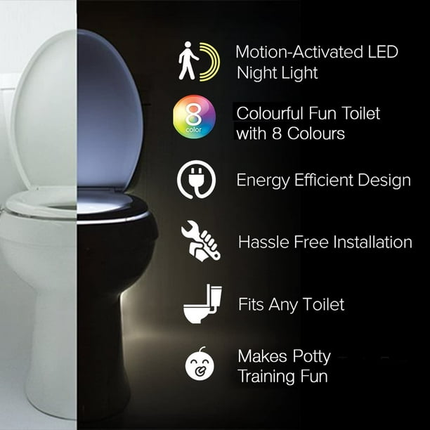 The Original Toilet Night Light Gadget, Fun Bathroom Lighting Add on Toilet  Bowl Seat, Motion Sensor Activated LED 9 Color Modes - Weird Novelty Funny