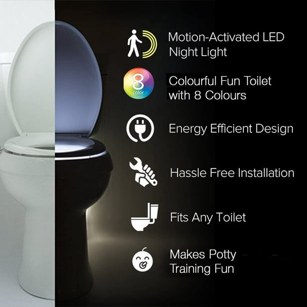 The Original Toilet Night Light Gadget, Fun Bathroom Lighting Add on Toilet  Bowl Seat, Motion Sensor Activated LED 9 Color Modes - Weird Novelty Funny