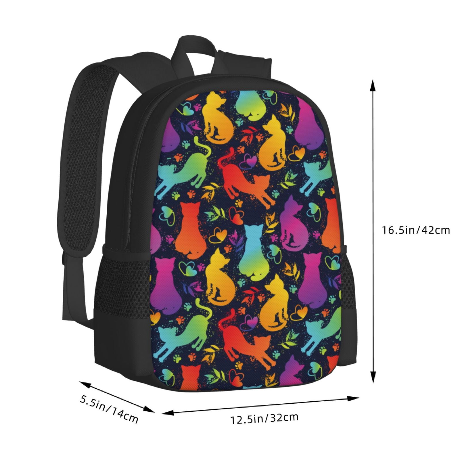Ratiio Colorful Cats Backpack for Men and Women - Durable 600D Oxford Cloth -Large Capacity, Water-Resistant School, Travel, and Hiking Bag