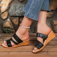 thumbnail image 6 of Willtoo Women's Glitter Sequins Peep Toe Platform Wedge Slip On Mules Plus Size Summer Orthopedic Sandals, 6 of 7