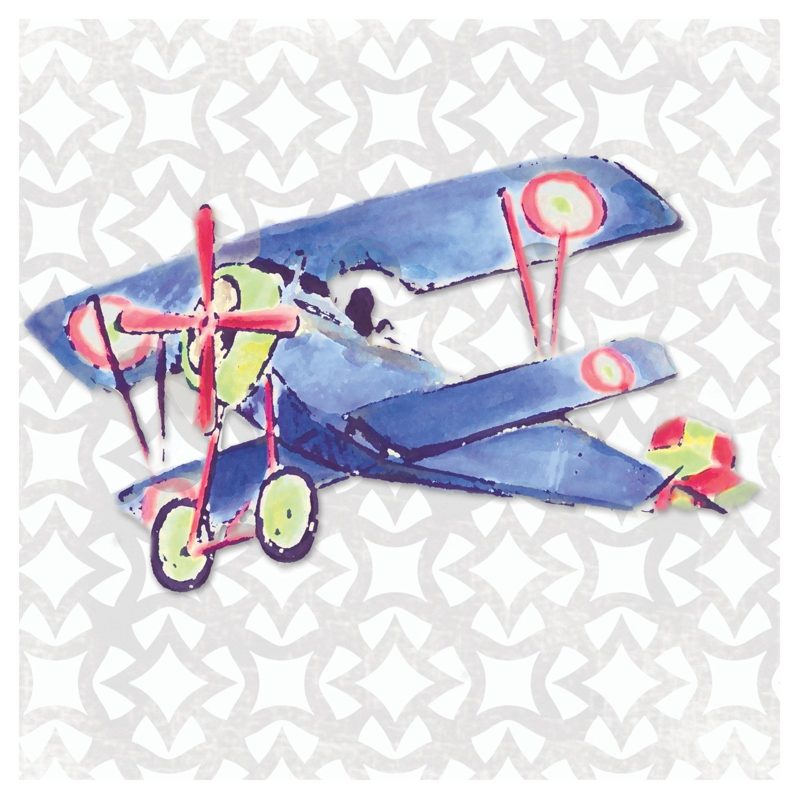 Marmont Hill "Watercolor Biplane" by Reesa Qualia Painting Print on Wrapped Canvas