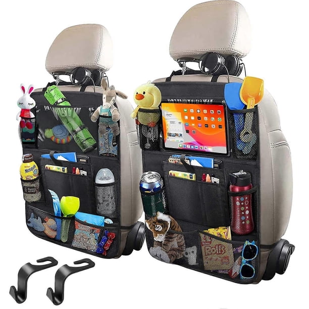 2 Pack Universal Car Back Seat Phone/Tablet Multi-Holder Black, Oxford Cloth Car Seat Back Storage Bag