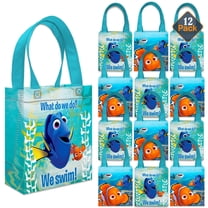 Finding Nemo Party Favor Bags Set – 12 Pack 8" Disney Goodie Bags for Kids Bulk Reusable Mini Totes | Disney Finding Nemo Birthday Party Supplies