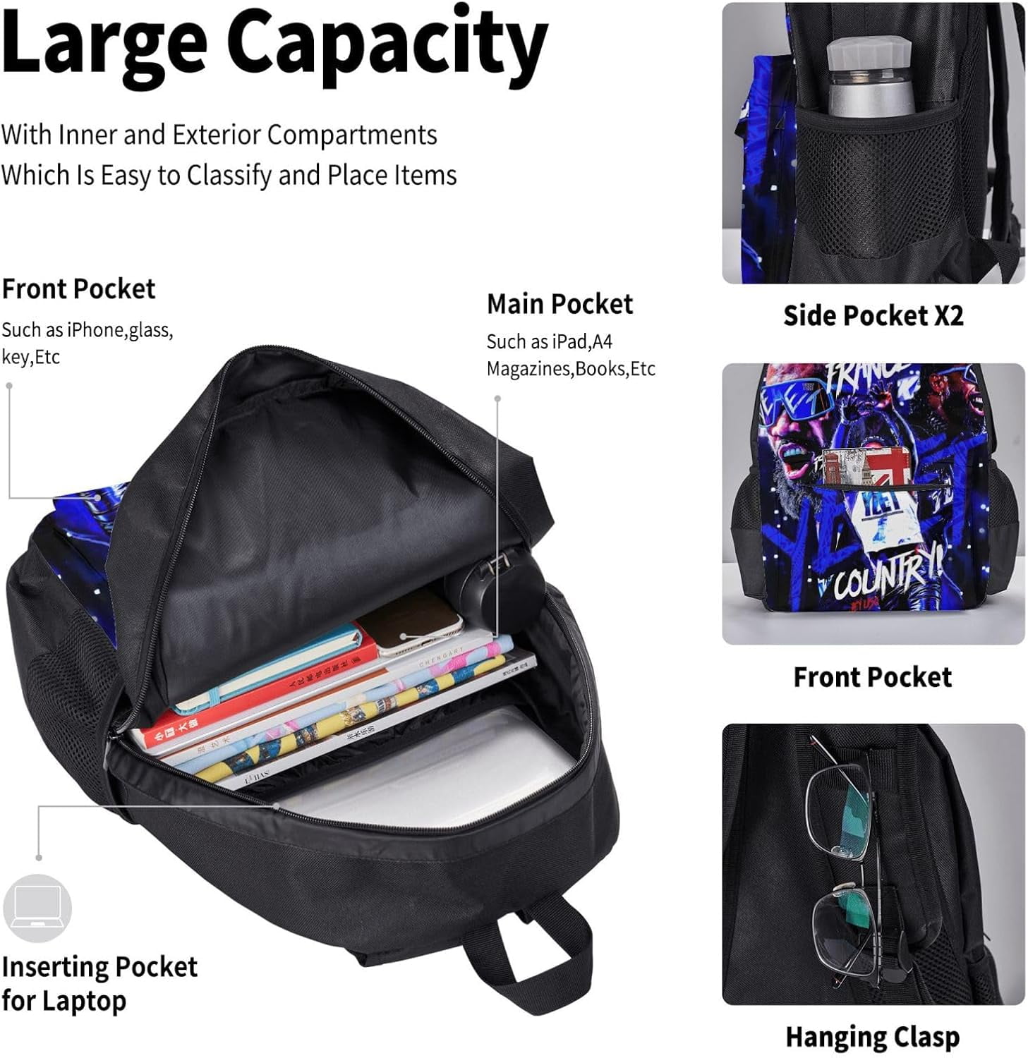 Jey USO Wrestler Backpack 3 Pieces Set With Lunch Box And Pencil Case Combination for Work/Sport/Picnic Beautiful Laptop Backpack Travel Daypack Stationery Bag
