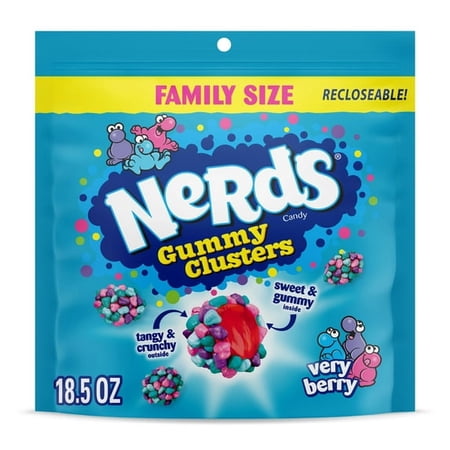 2 pack NERDS Gummy Clusters  Candy Very Berry Crunchy and Gummy 18.5 oz Bag