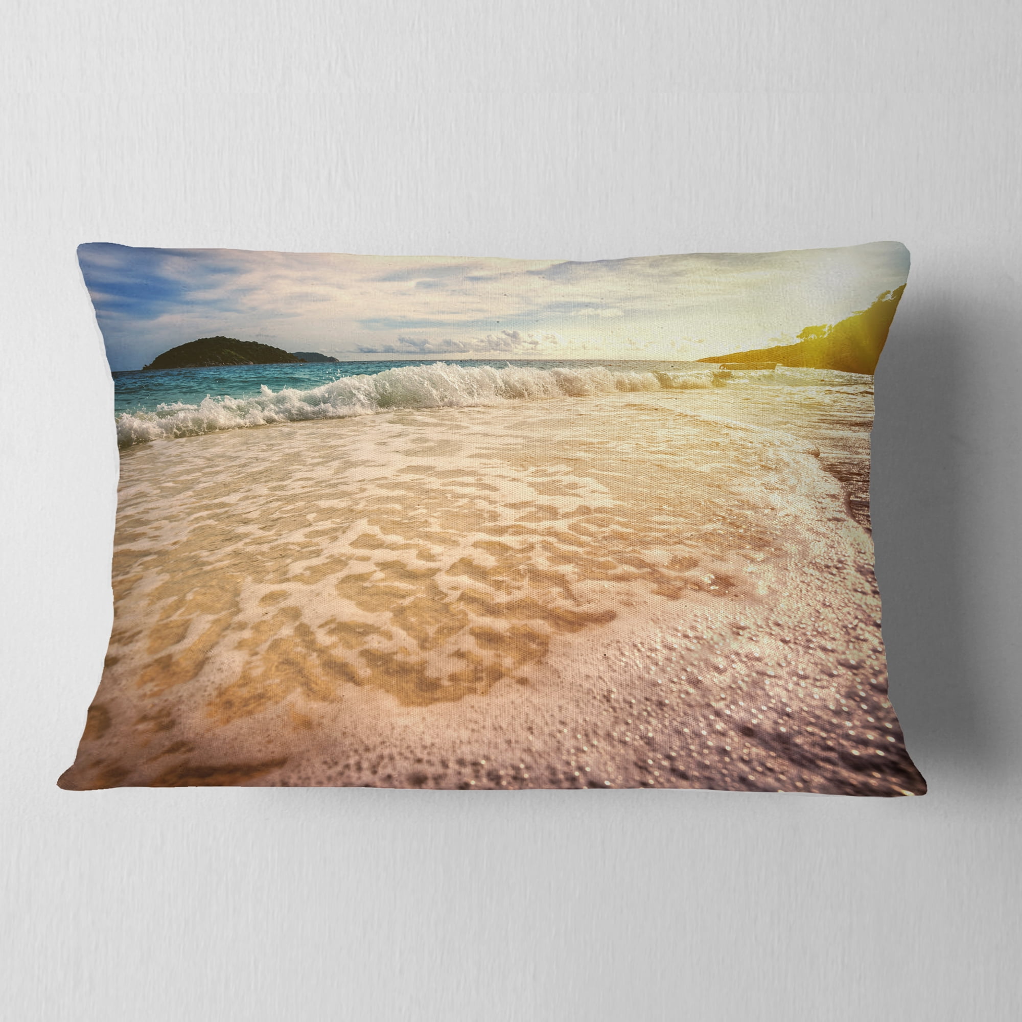 Designart 12" x 20" Blue Polyester Throw Pillow
