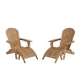 thumbnail image 3 of WestinTrends Tuscany 4-Piece HIPS Outdoor Folding Adirondack Seashell Chair With Folding Ottoman (Set of 2), Teak, 3 of 5