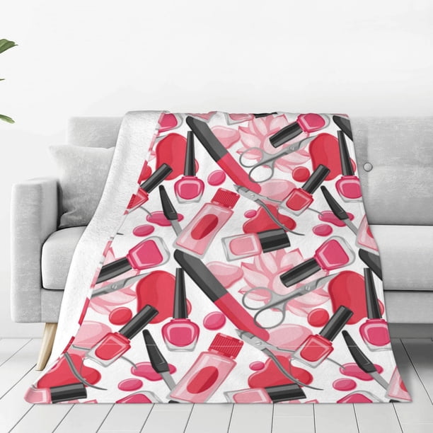 Fotbe Makeup Manta de Franela Acolchonada con Estampado, Súper Suave y Esponjosa, Extra Grande para Sofá, Cama, Uso Todo el Año-60"x50"