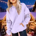 thumbnail image 4 of Piuwrlz Girl Winter Hoodies Kids Hood Sweatshirts Loose Pocket Round Neck Hoodie Purple Size 130, 4 of 5