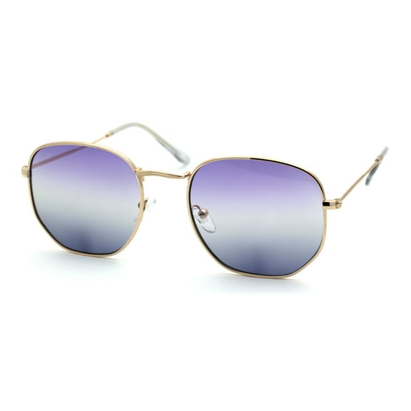 Mens Hippie Pimp Tiedye Lens Rectangular Dad Metal Rim Sunglasses Gold Purple Black