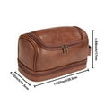thumbnail image 2 of Bolsa de aseo de cuero PU, bolsa organizadora de viaje de gran capacidad con gancho colgante, bolsas de afeitar para baño, 2 of 9