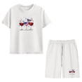 thumbnail image 6 of Amidoa Girls 2 Piece Outfits Summer Clothes Cotton Short Sleeve Floral Print T-Shirt and Casual Shorts Kids Clothing Sets White Size 13, 6 of 9