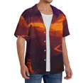 thumbnail image 3 of Zufioo Sunset Valley Western Cowboy Print Mens Button Down Short Sleeve Shirt,Classic Plaid Shirt,Mens Accessories Fashion Shirt-XX-Large, 3 of 6