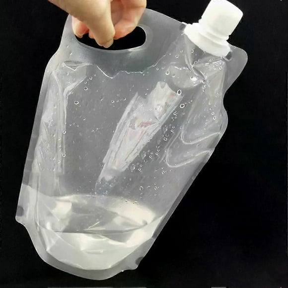 2L Transparent Water Container Portable Small Mouth Handle Collapsible Water Bag No Leakage Outdoor Sports Supplies