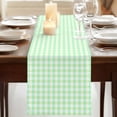 thumbnail image 3 of Green Grid 70 Inch Table Runner, Checkered Plaid Gingham Lattice Trellis Print Farmhouse Dresser Scarf Cotton & Linen Tablerunner for Dining/Kitchen Island/Holiday Party Décor 13" x 70", 3 of 9