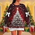 thumbnail image 2 of Women's Christmas Sweatshirts Print Long Sleeve Real Bow Loose Shoulder Casual Loose Comfortable Pullover Tops (XXL, Red A), 2 of 5