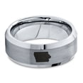 thumbnail image 2 of Tungsten Iowa Hawkeye State Band Ring 8mm Men Women Comfort Fit Gray Step Bevel Edge Brushed Polished, 2 of 4
