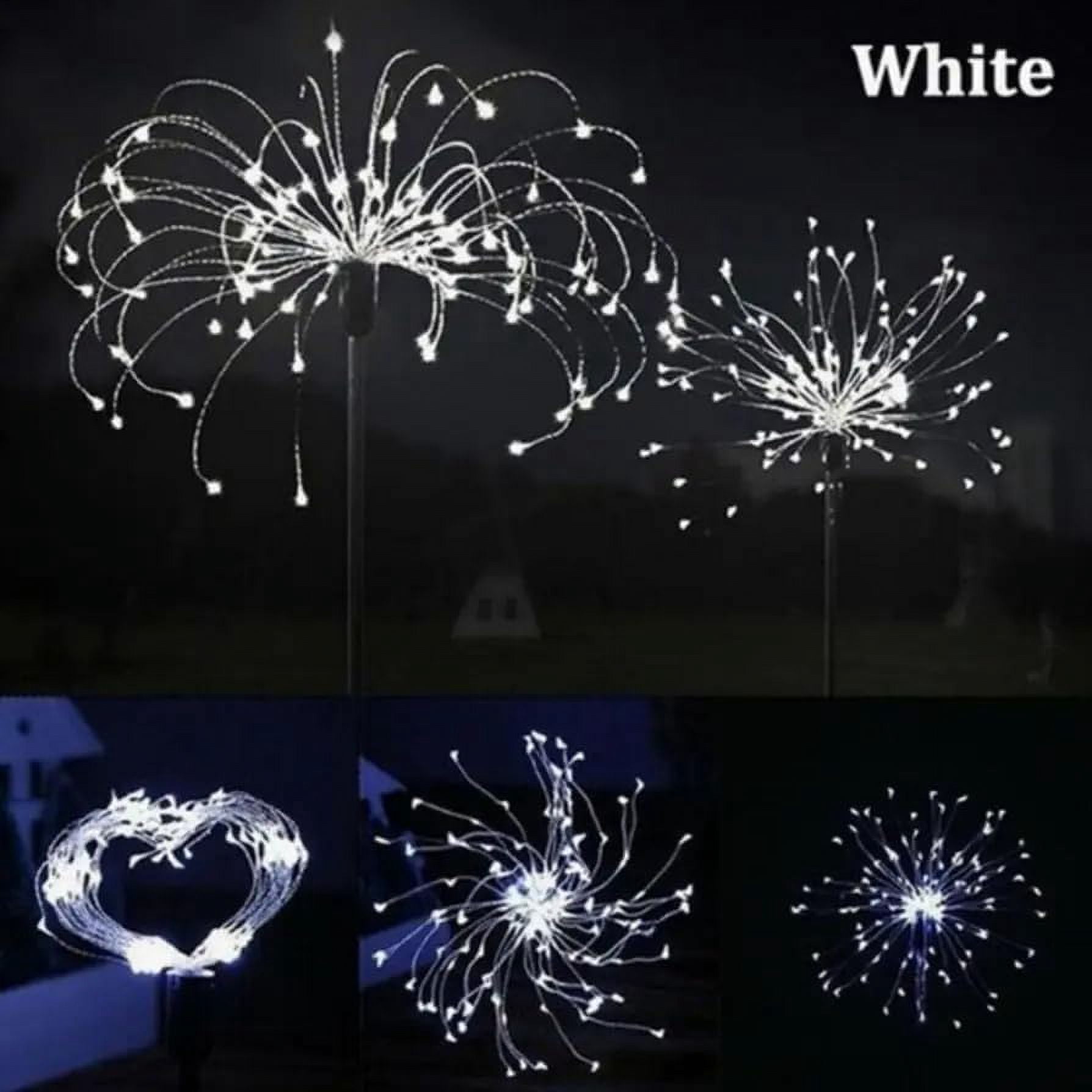 Tianle Solar Firework Lights, 2 Pack Solar Garden Lights 200 LEDs 8 Lighting Modes Solar Lights Outdoor Waterproof for Garden Path Yard Patio Walkway Pathway Party Wedding Decorative (White)