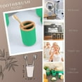 thumbnail image 4 of Green Toothpaste and Toothbrush Holder Padang with Bamboo Top - Chic Bathroom Organizer, 4 of 7