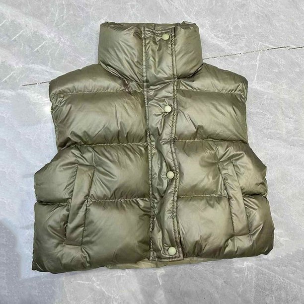 Chaleco acolchado de algodón para mujer, abrigo sin mangas con cuello levantado, ropa de abrigo recortada con bolsillos, Invierno