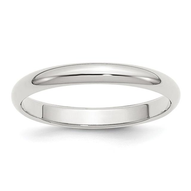 3 mm Sterling Silver Half-Round Band, Polished - Size 7.5