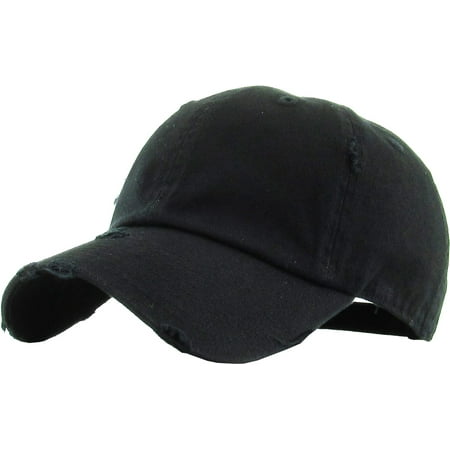 Distressed Logo Cap - Washed Solid Vintage Distressed Cotton Dad Hat Adjustable Baseball Cap Polo Style