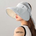 thumbnail image 2 of Yuanlong Womens Visor Solid Color Wide Brim Travel Sun Hat Mesh Breathable Classic Outdoor Daily Hats, 2 of 5