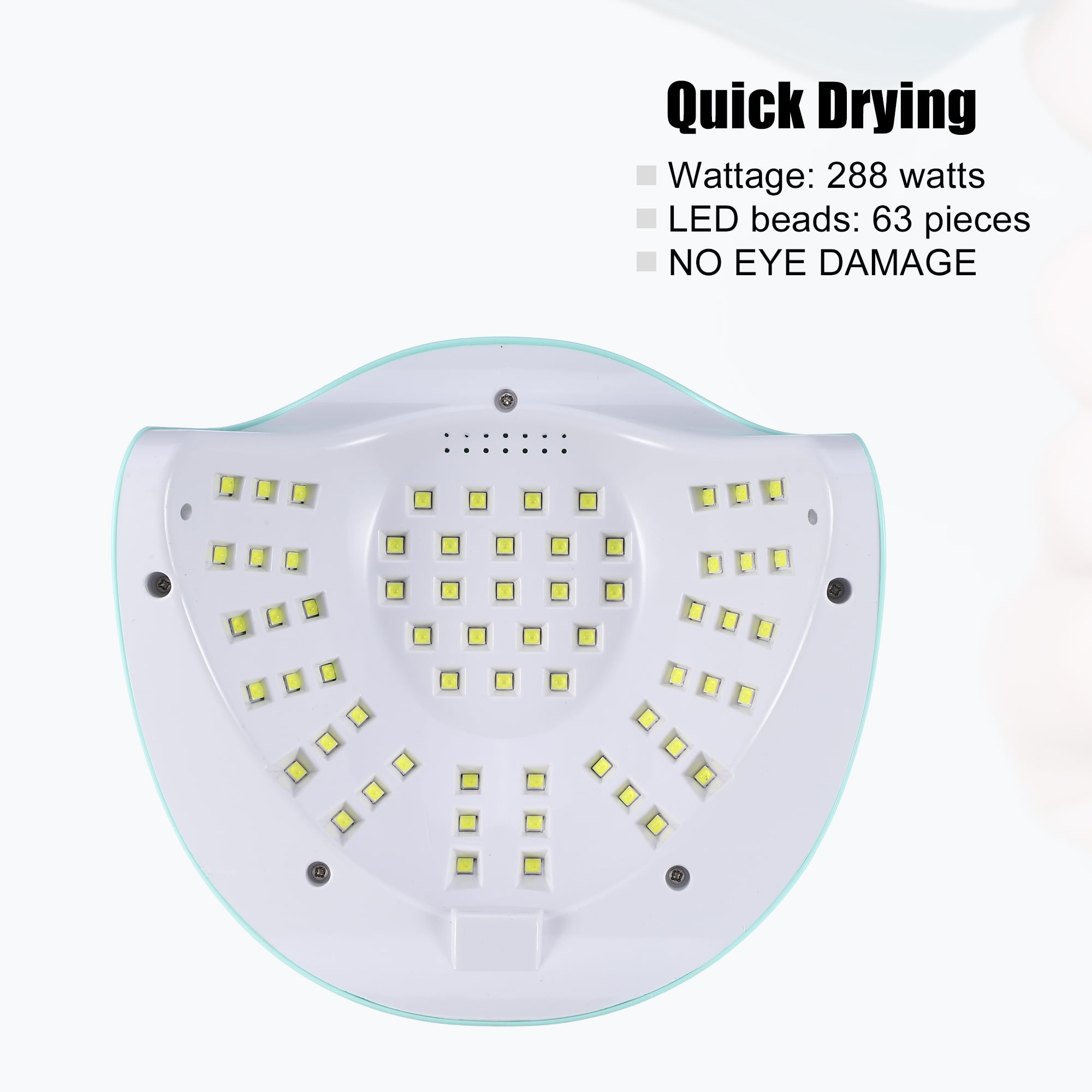 Unique Bargains UV-LED Nail Lamp Portable Fast Curing Nail Dryer with Sensor 4 Timers 288W 63pcs Nail Light ABS Green