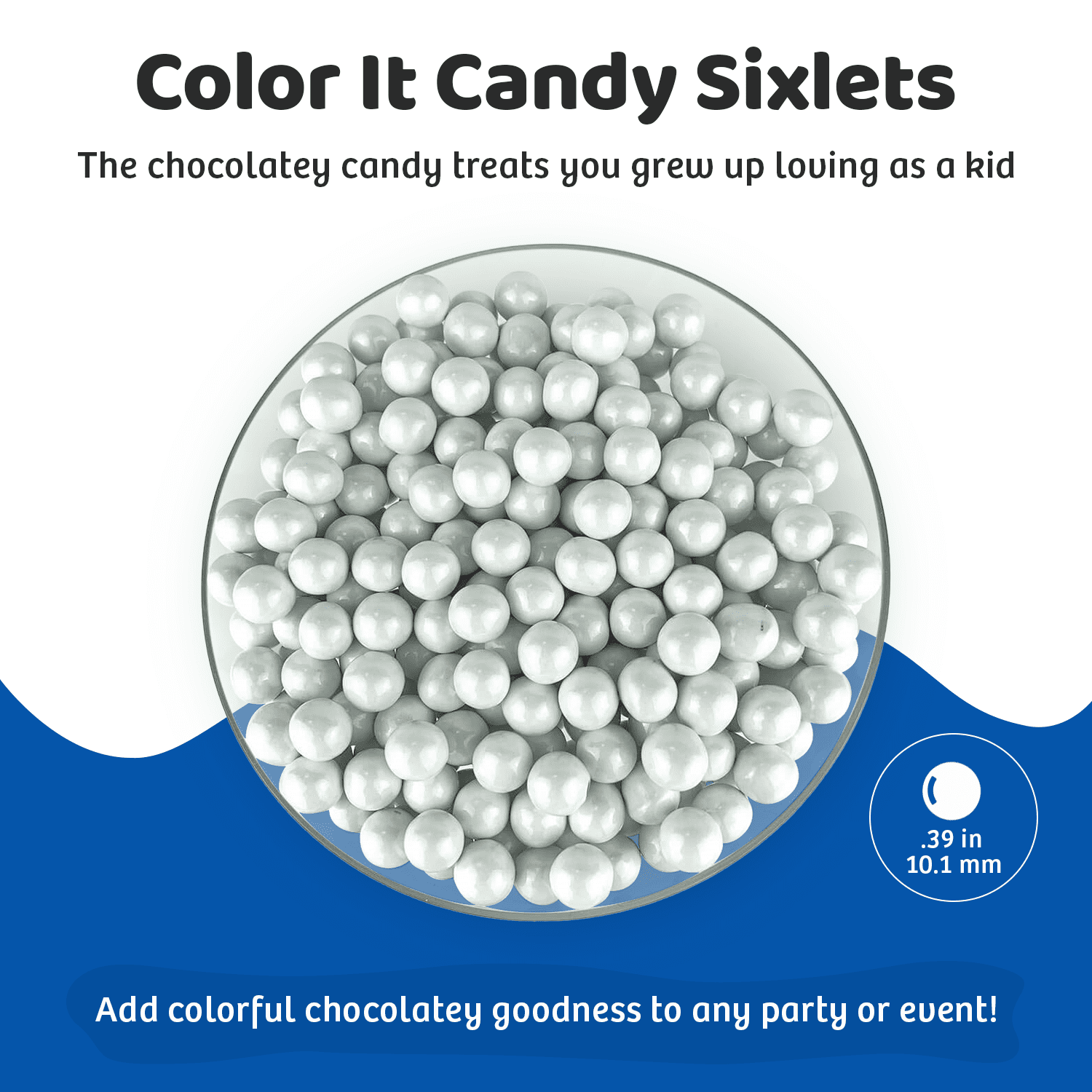 Color It Candy White Decorative Candy Buffet Sixlets, 14 oz