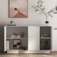 thumbnail image 4 of PORKISS 55.1" Fluted Sideboard, Modern Wood Buffet Cabinet with Storage, Accent Cabinet with Adjustable Shelves for Dining Room, Living Room & Entryway, White, 4 of 7