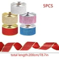 thumbnail image 3 of Xihbxyly Juego de Cintas Navideñas con Purpurina Metálica y Bordes de Alambre para Manualidades, Envoltura de Regalos y Decoración de Árboles. Rojo, Dorado, Plateado, Rosa y Azul. 5 Rollos de 10 M de, 3 of 7