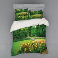 thumbnail image 2 of Ambesonne Spring Bedding Set 3 Pcs, Garden with Tulips Trees, Twin XL, Green and Red, 2 of 3