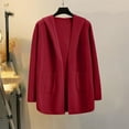 thumbnail image 2 of XPMWRP Women's Solid Color Long Cardigan Coats Lightweight Open Front Duster Knit Fashion Sweater Coats Trendy with Pocket Red Free Size, 2 of 6