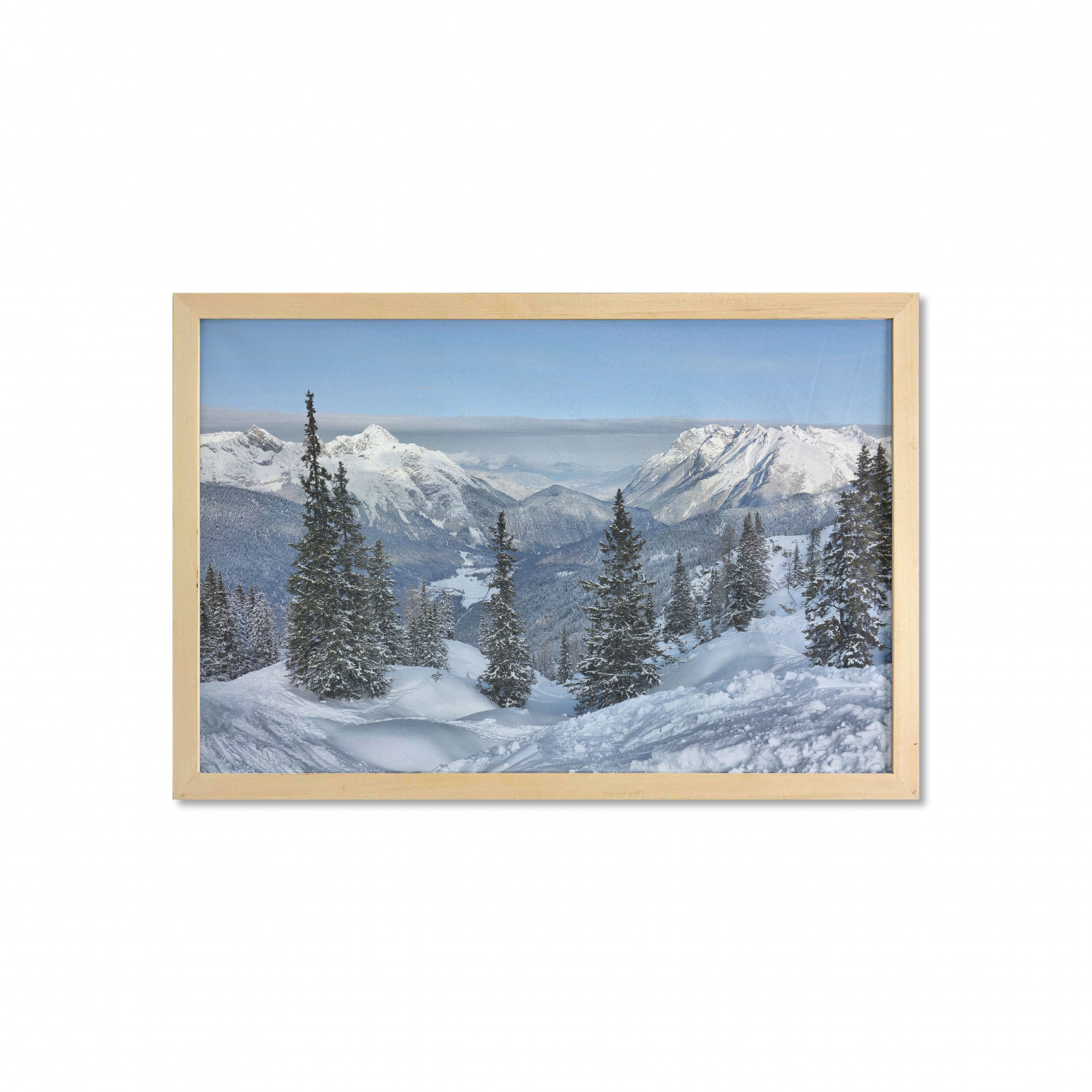 Winter Wall Art with Frame, Epic Cold Landscape Snowy Pine Trees in ...