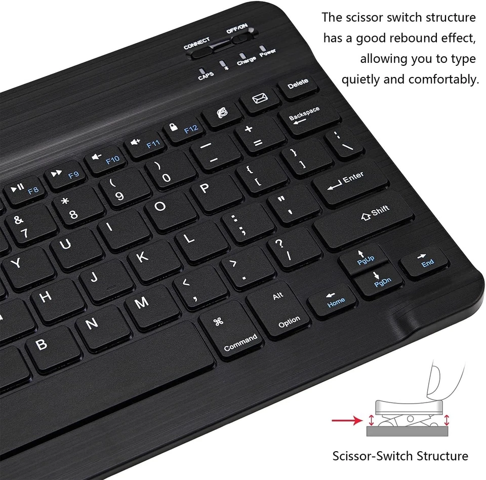 CRESTIN- Ultra-Slim Bluetooth Keyboard, 10" Wireless, Rechargeable, For Ios/Android
