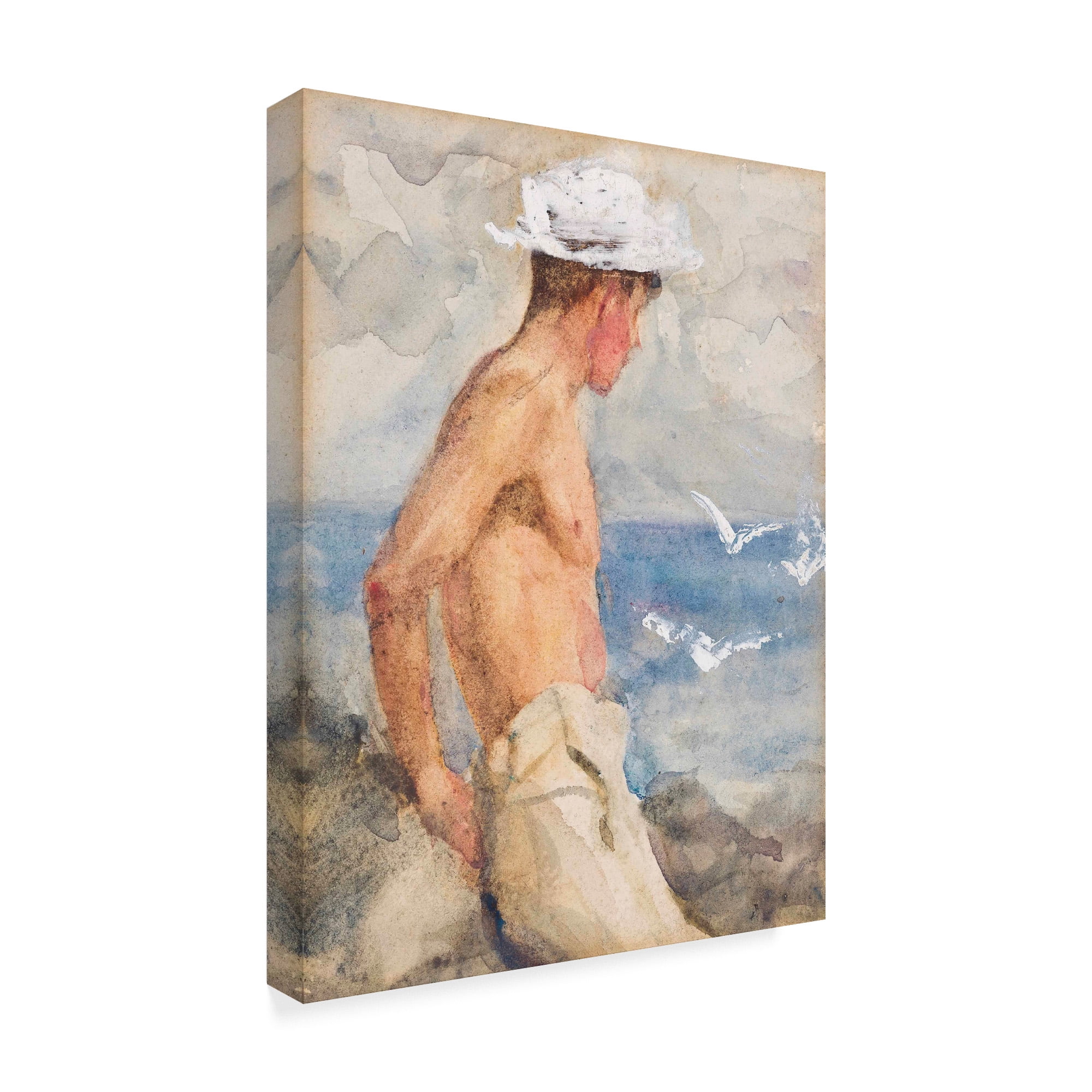 Trademark Fine Art 'Study of a Young Man Looking Out to Sea' Canvas Art by Henry Scott Tuke