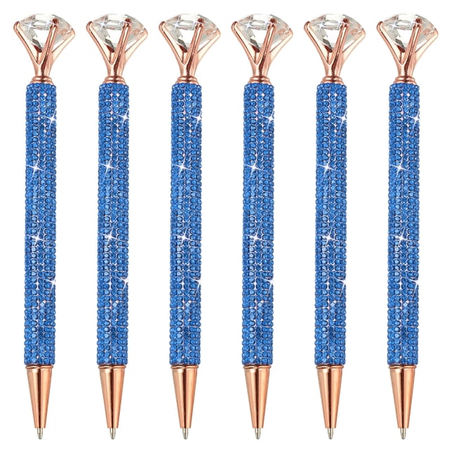 Bolígrafo de Cristal con Rhinestone Uxcell, Bolígrafo de Metal con Giro, Tinta Negra Brillante para Tomar Notas Azul Oscuro