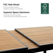 Heck 13 Pieces Aluminum Outdoor Dining Set for 12 Person, FSC Teak Patio Extendable Tabletop and Stackable Chairs, Charcoal Black