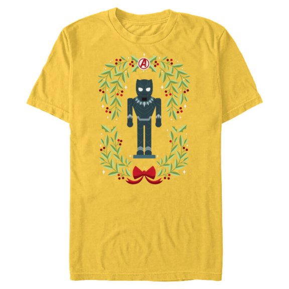 Marvel Holiday Christmas Avengers Black Panther Nutcracker - Short Sleeve Blended T-Shirt for Adults - Customized-Yellow
