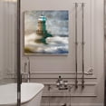 thumbnail image 5 of Square Wall Art Canvas Oil Painting, Lighthouse in Roaring Ocean Wave Office Artworks for Bedroom Living Room Bathroom Home Decor, Stretched and Wooden Ready to Hang, 16x16 Inch, 5 of 6
