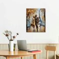 thumbnail image 3 of JEUXUS Paris Wall Art Eiffel Tower Canvas Art Painting with Decor Abstract Gold Lovers in Street Picture Romantic Artwork Framed  12x16 in, 3 of 5