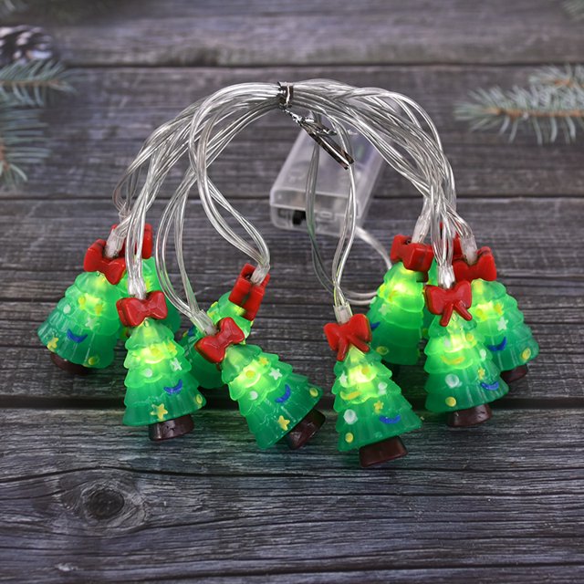 Guirnalda de luces LED navideñas, Papá Noel, muñeco de nieve, guirnalda de hadas, adorno de árbol de Navidad, decoración navideña para el hogar, regalo de Año Nuevo 2025(Christmas Tree 1.5M 10LED