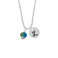 thumbnail image 2 of Delight Jewelry 12mm Faceted Hot Blue Glass Spinner Silvertone Script Initial Disc - L - Charm Necklace, 20"+3", 2 of 4