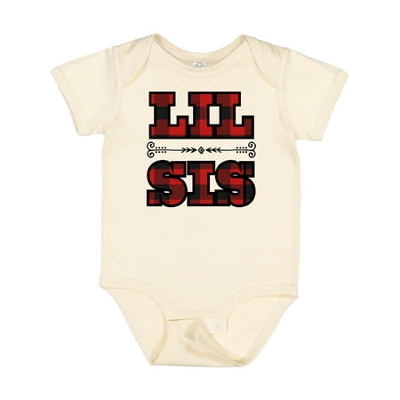 

Inktastic Lil Sis Buffalo Plaid Sister Girls Baby Bodysuit